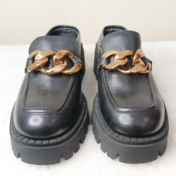 Free People Lyra Link Leather Loafer Mules Lug Sole Size EU 36.5/US 6 - Picture 6 of 12